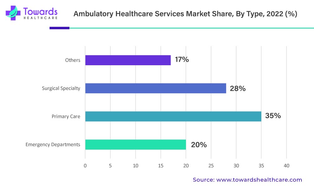 Ambulatory Healthcare Services Market Share, By Type, 2022 (%)